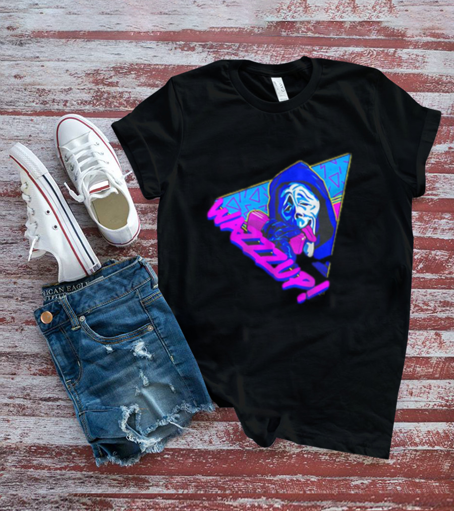 Ghostface Scream Wazzup 90s Neon Vibes T-Shirt