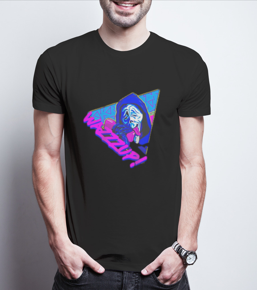 Ghostface Scream Wazzup 90s Neon Vibes T-Shirt