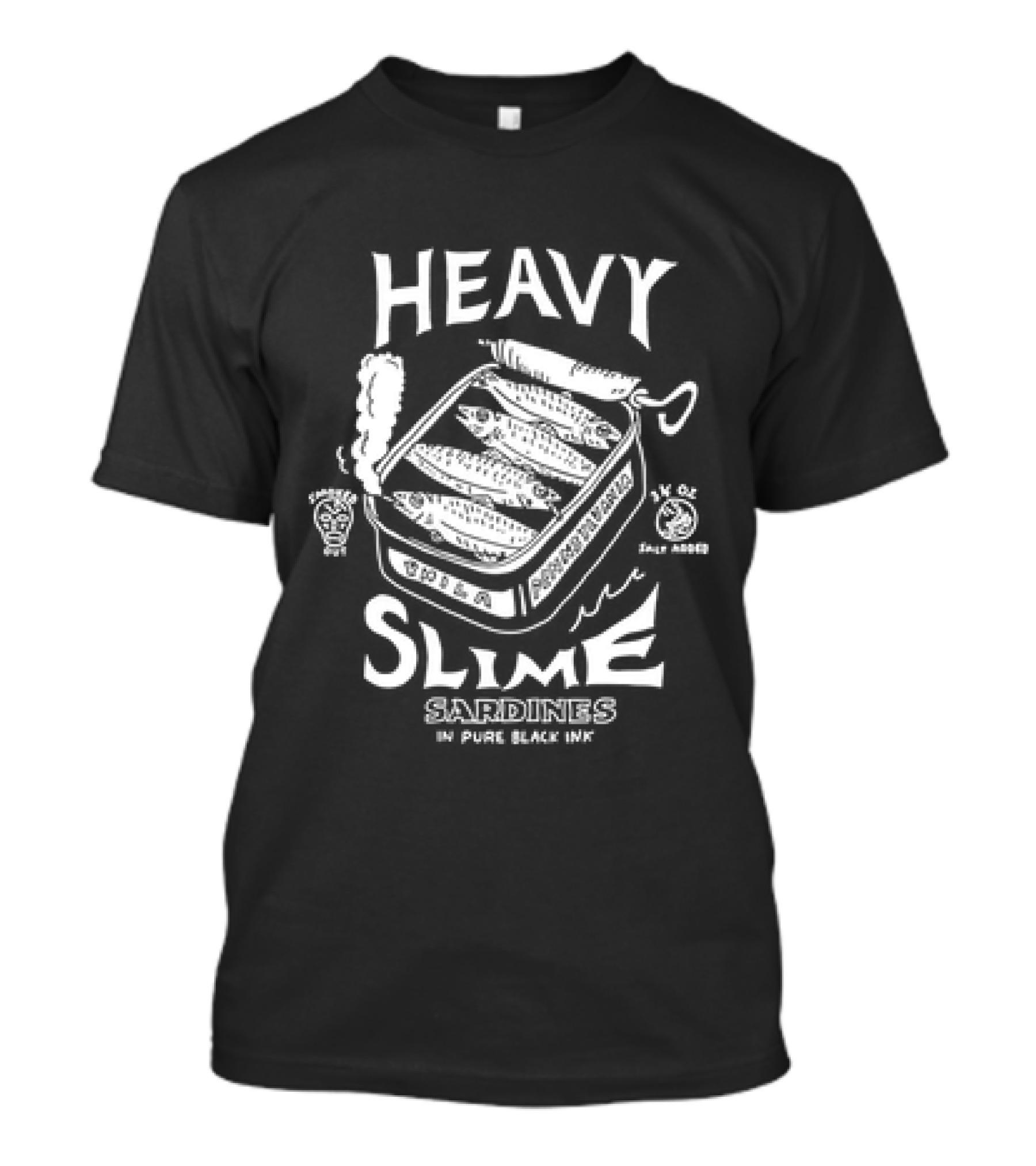 Heavy Slime Sardines In Pure Black Ink Heavy Metal Style Can T-Shirt
