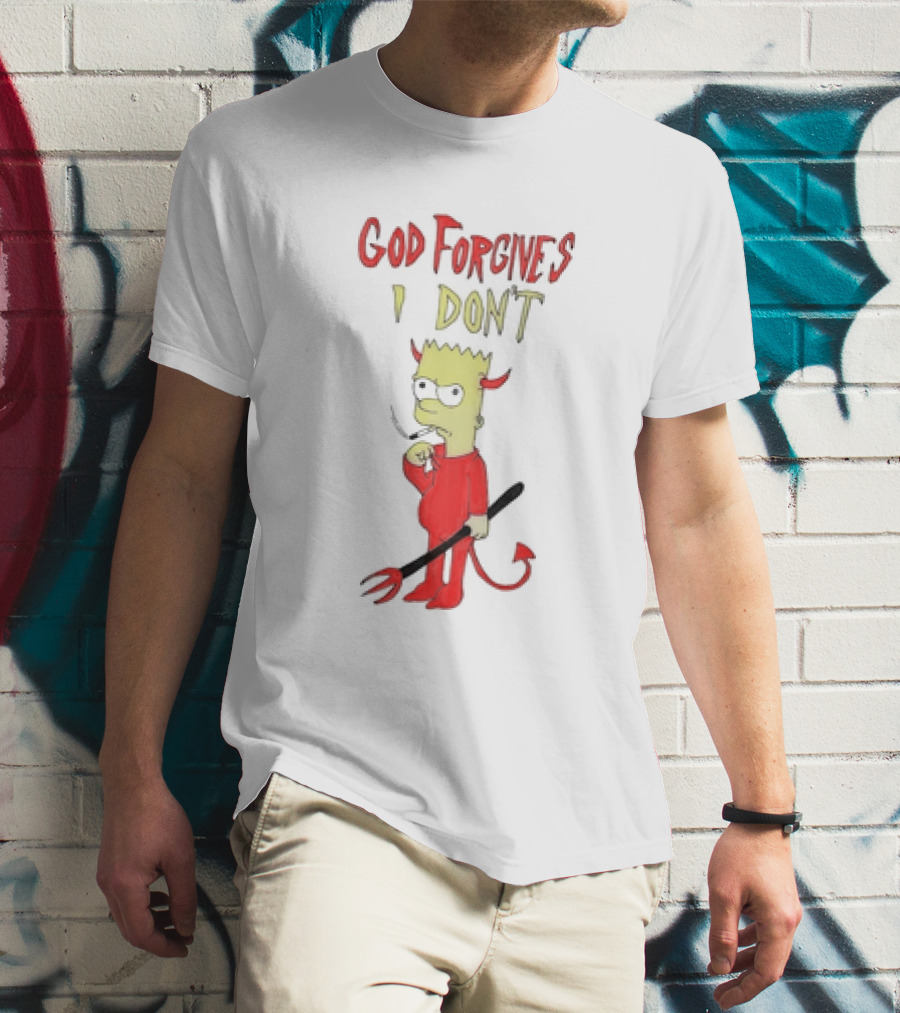 God Forgives I Don’t Bart Simpson Devil Costumed Character Smoking T-Shirt