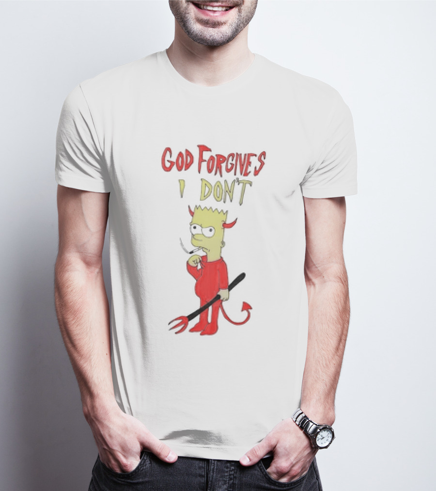 God Forgives I Don’t Bart Simpson Devil Costumed Character Smoking T-Shirt