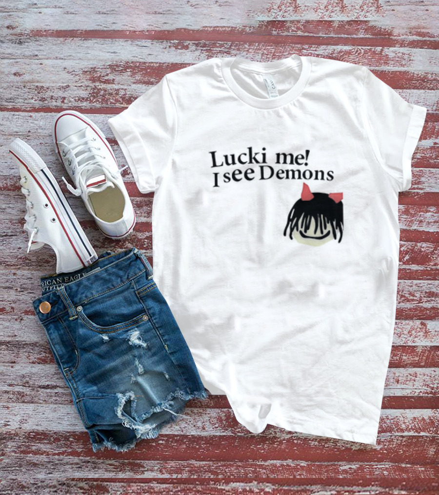 Lucki Me I See Demons Black Hairstyle Red Horns Face T-Shirt