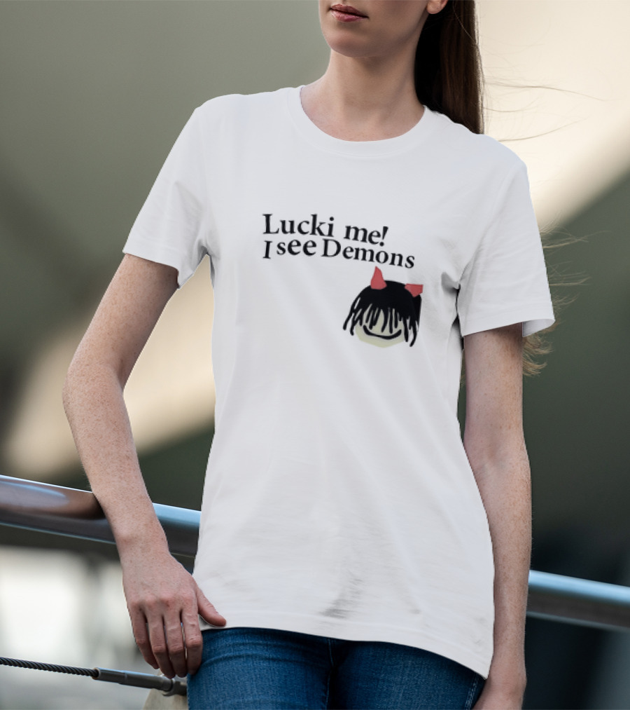 Lucki Me I See Demons Black Hairstyle Red Horns Face T-Shirt