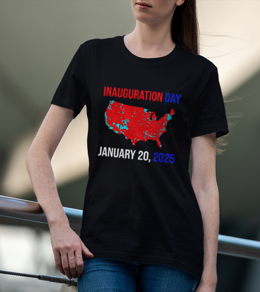 INAUGURATION DAY JANUARY 20, 2025 USA Map Red Blue T-Shirt