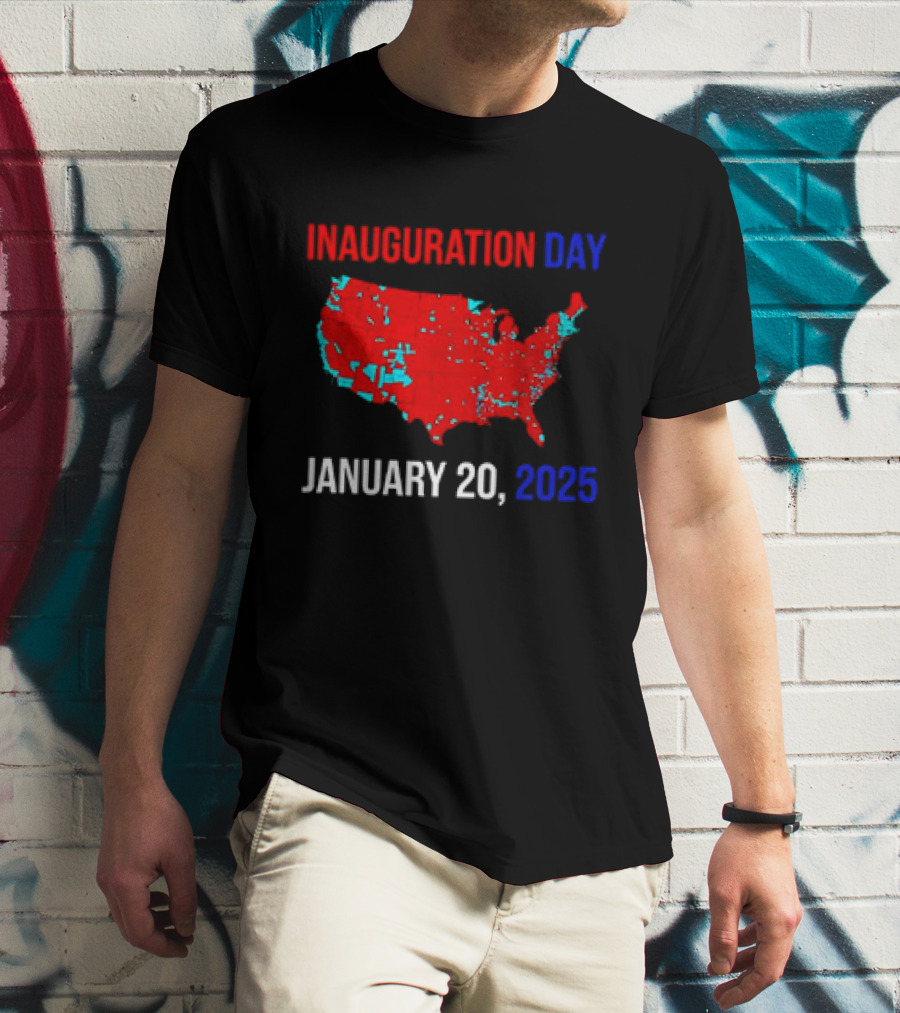 INAUGURATION DAY JANUARY 20, 2025 USA Map Red Blue T-Shirt