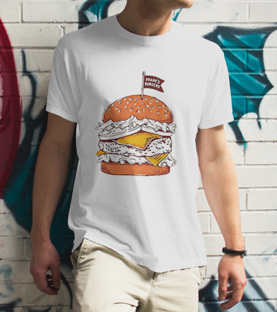 Frank’s Burgers Cheeseburger With Lettuce And Flag T-Shirt