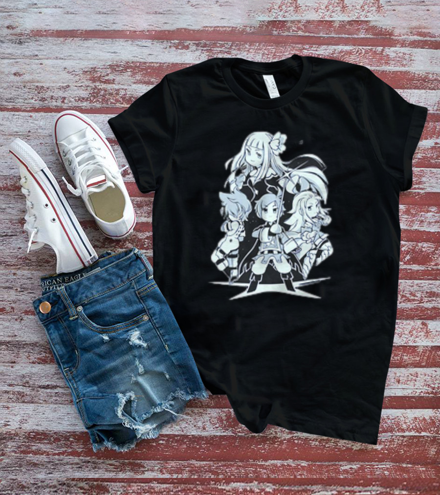Bravely Default I'm Going All Out Anime Style Character Ensemble T-Shirt