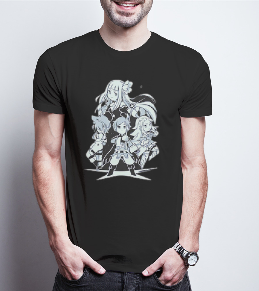 Bravely Default I'm Going All Out Anime Style Character Ensemble T-Shirt