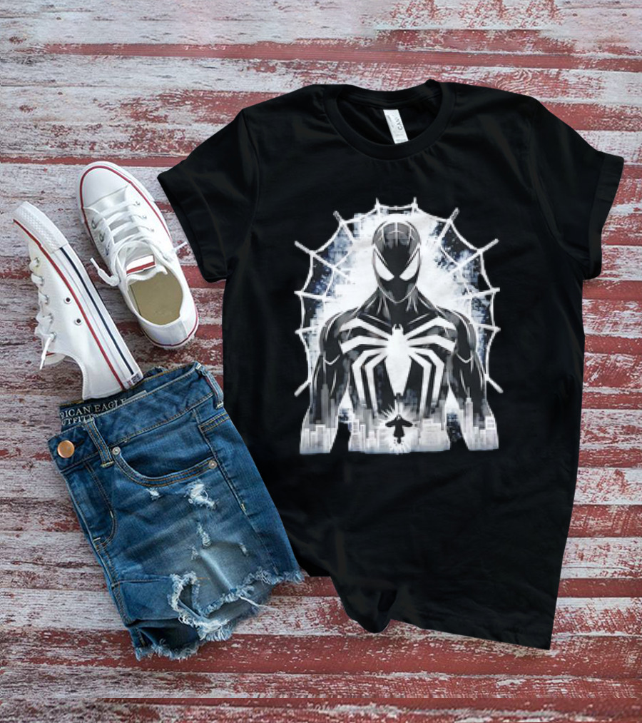 Spider-Man Noir Venom Symbiote Urban Web Cityscape T-Shirt