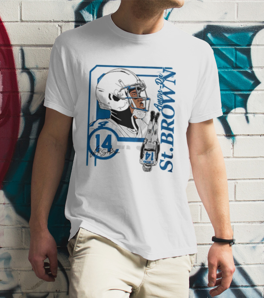 Amon-Ra St. Brown 14 Detroit Lions NFL Football Vintage Collage T-Shirt