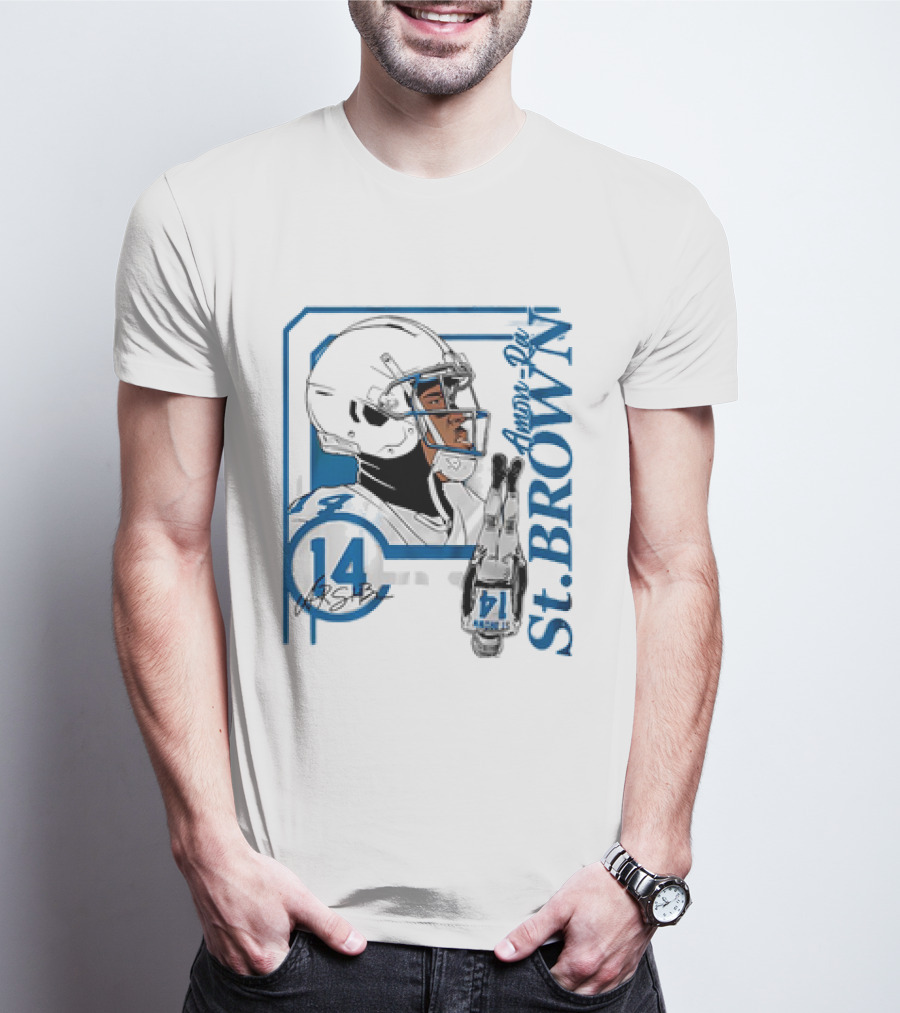 Amon-Ra St. Brown 14 Detroit Lions NFL Football Vintage Collage T-Shirt
