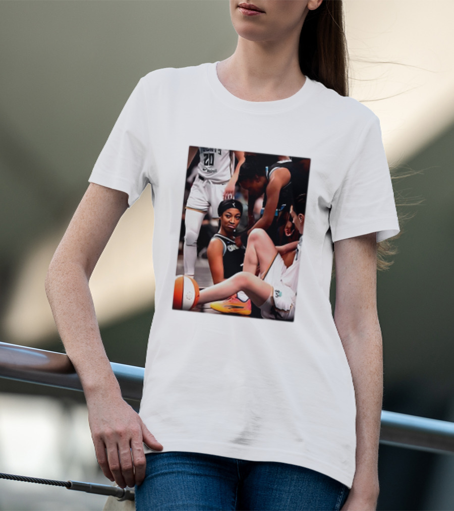 Angel Reese Determined Poised Basketball Court Moment T-Shirt