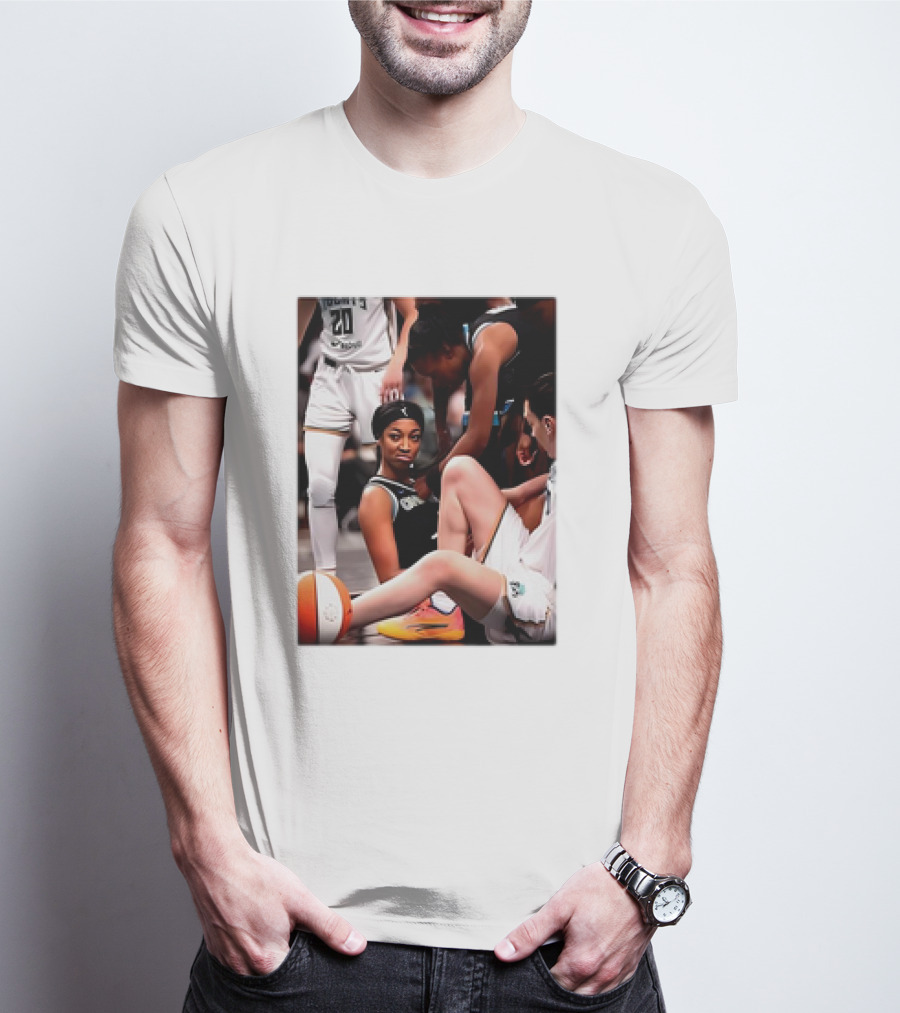Angel Reese Determined Poised Basketball Court Moment T-Shirt