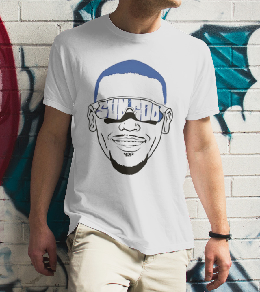 Sun God Amon Ra St Brown Big Face Sunglasses T-Shirt