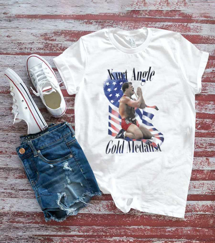 Kurt Angle Gold Medalist American Flag Wrestling Victory T-Shirt