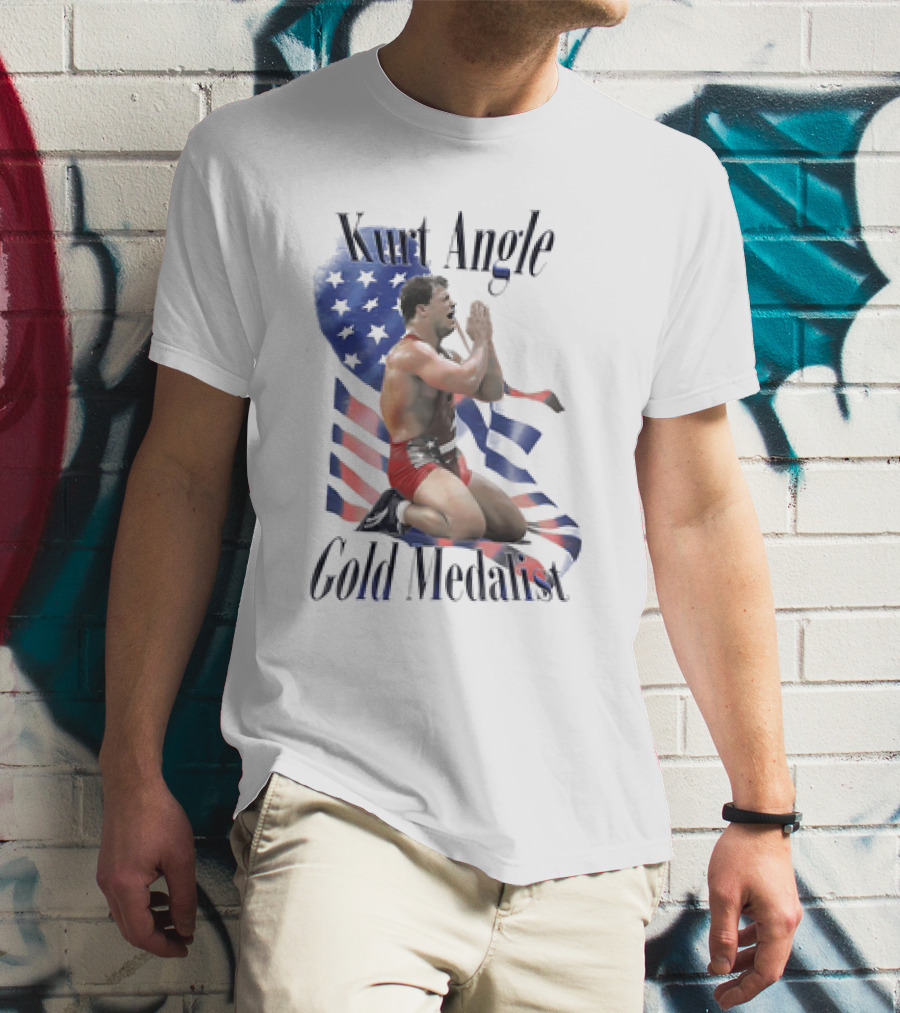 Kurt Angle Gold Medalist American Flag Wrestling Victory T-Shirt