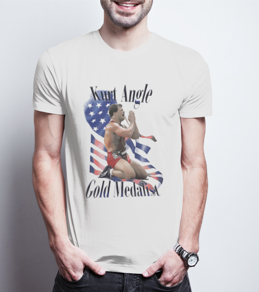 Kurt Angle Gold Medalist American Flag Wrestling Victory T-Shirt
