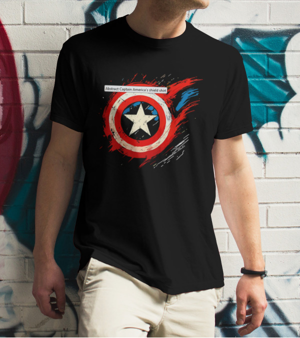 Abstract Captain America’s Shield With Star And Brush Strokes T-Shirt