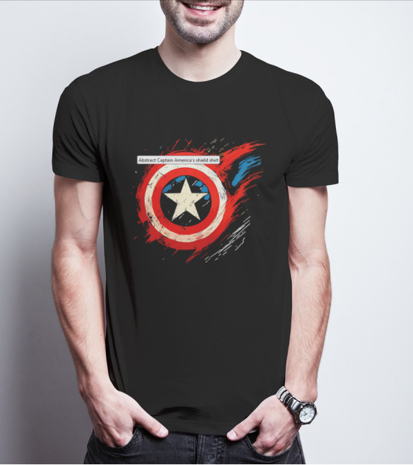Abstract Captain America’s Shield With Star And Brush Strokes T-Shirt