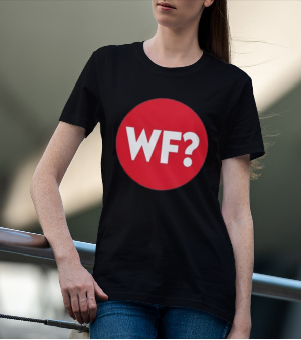 Adrianne Curry Wearing WF Why-Files Red Circle Icon T-Shirt
