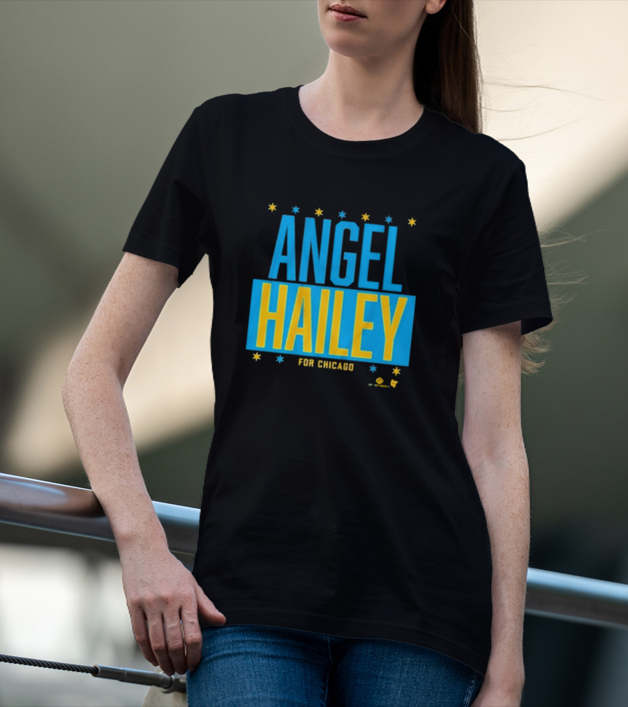 "Angel Hailey For Chicago Basketball Stars Blue Yellow" T-Shirt