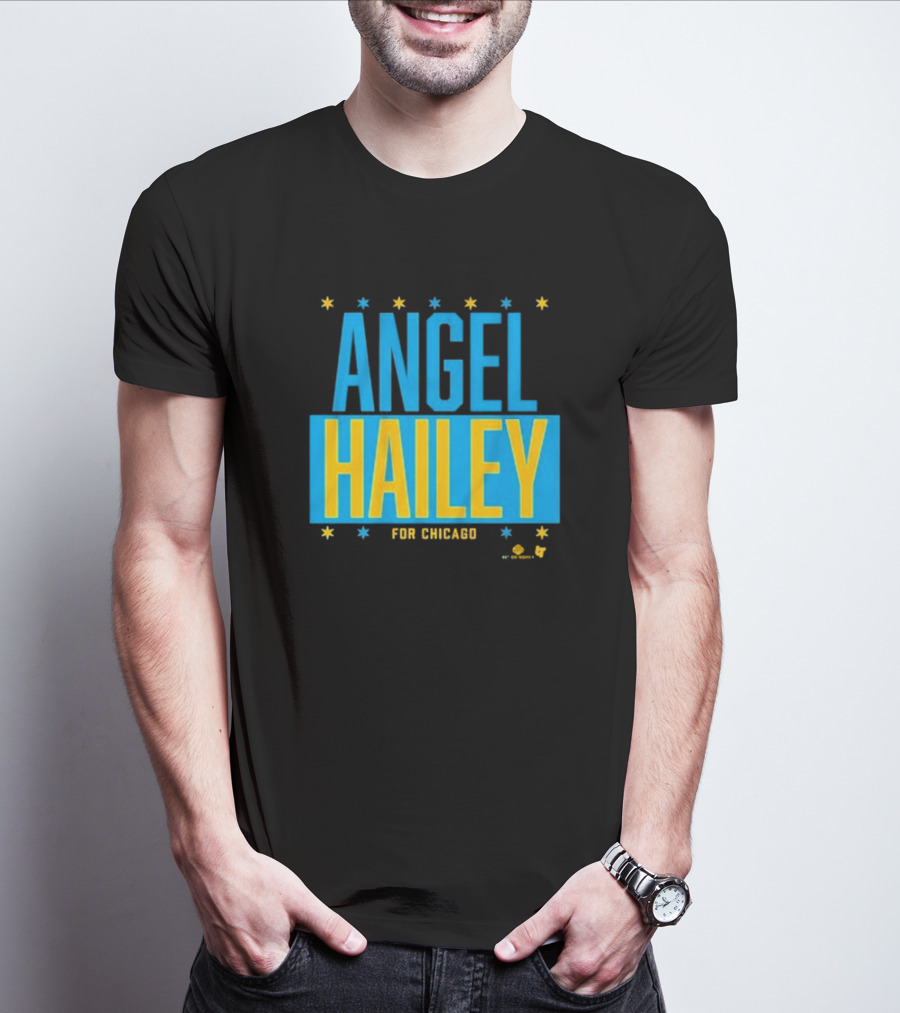 "Angel Hailey For Chicago Basketball Stars Blue Yellow" T-Shirt