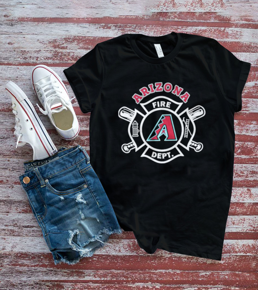 Arizona Diamondbacks Fire Dept Axe Hydrant Baseball Emblem T-Shirt