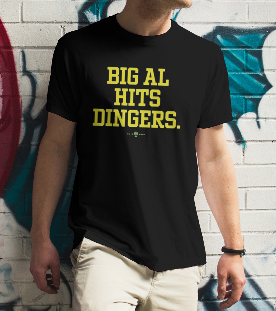 Big Al Hits Dingers Baseball Quote Yellow Text T-Shirt