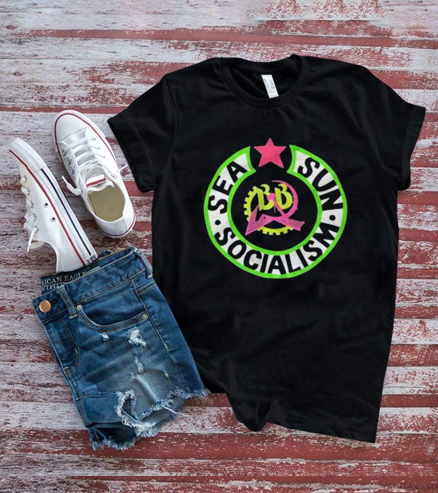 Billy Bragg Sea Sun Socialism LD Star Circle T-Shirt