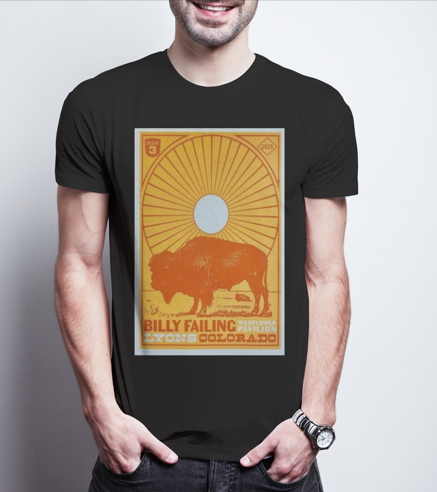 Billy Failing Wildflower Pavilion May 3 2025 Lyons Colorado Concert Buffalo Sunburst Art T-Shirt