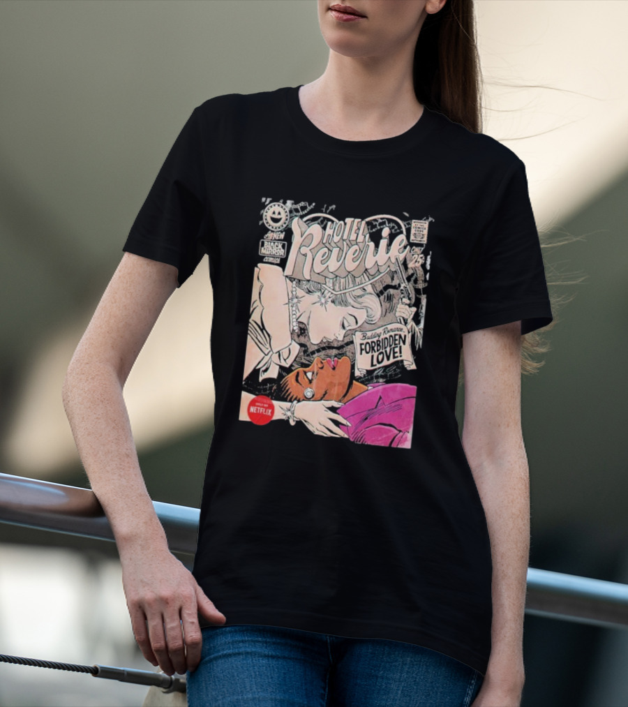 Black Mirror Comics Hotel Reverie Budding Romance Forbidden Love 2025 By Butcher Billy Netflix T-Shirt