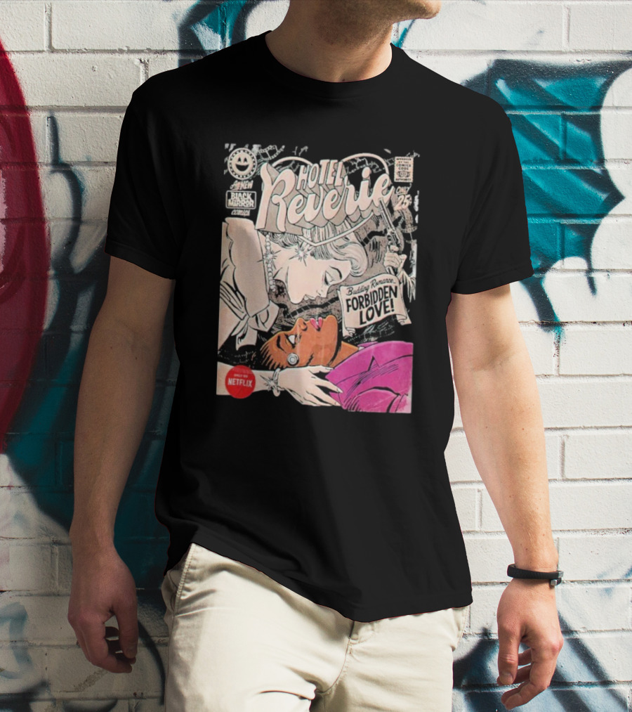 Black Mirror Comics Hotel Reverie Budding Romance Forbidden Love 2025 By Butcher Billy Netflix T-Shirt