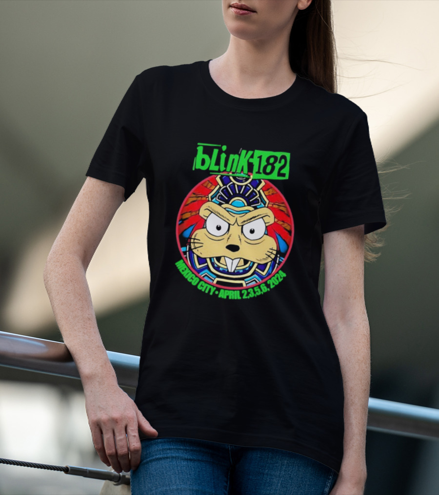 Blink-182 Palacio De Los Deportes CDMX México April 2 3 5 6 2024 Bunny Aztec Design T-Shirt