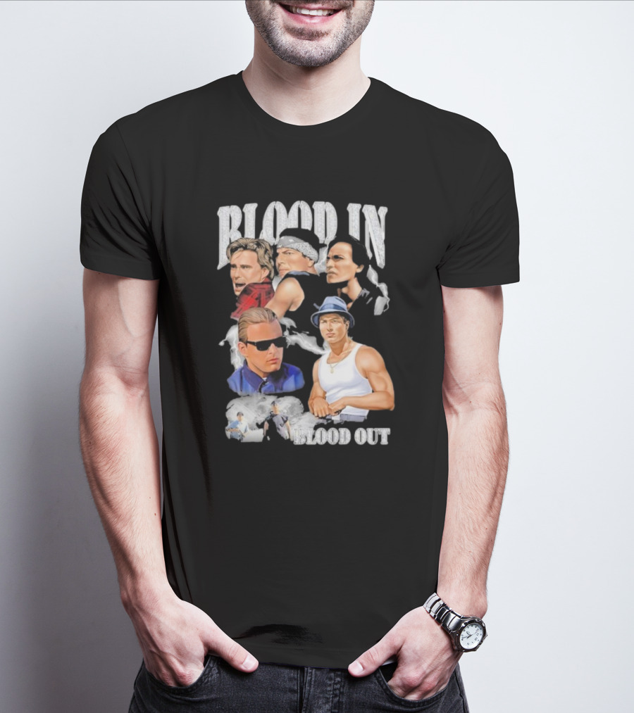 Blood In Blood Out Movie Characters Collage With Diamonds T-Shirt