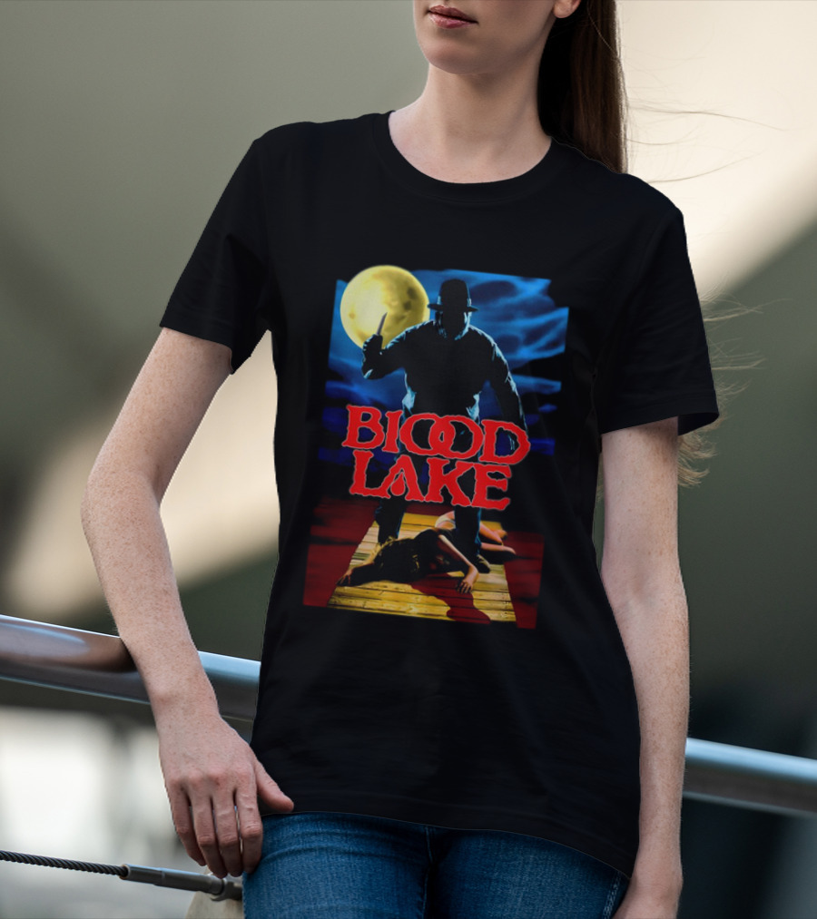 Blood Lake Horror Movie Moonlit Killer Silhouette T-Shirt