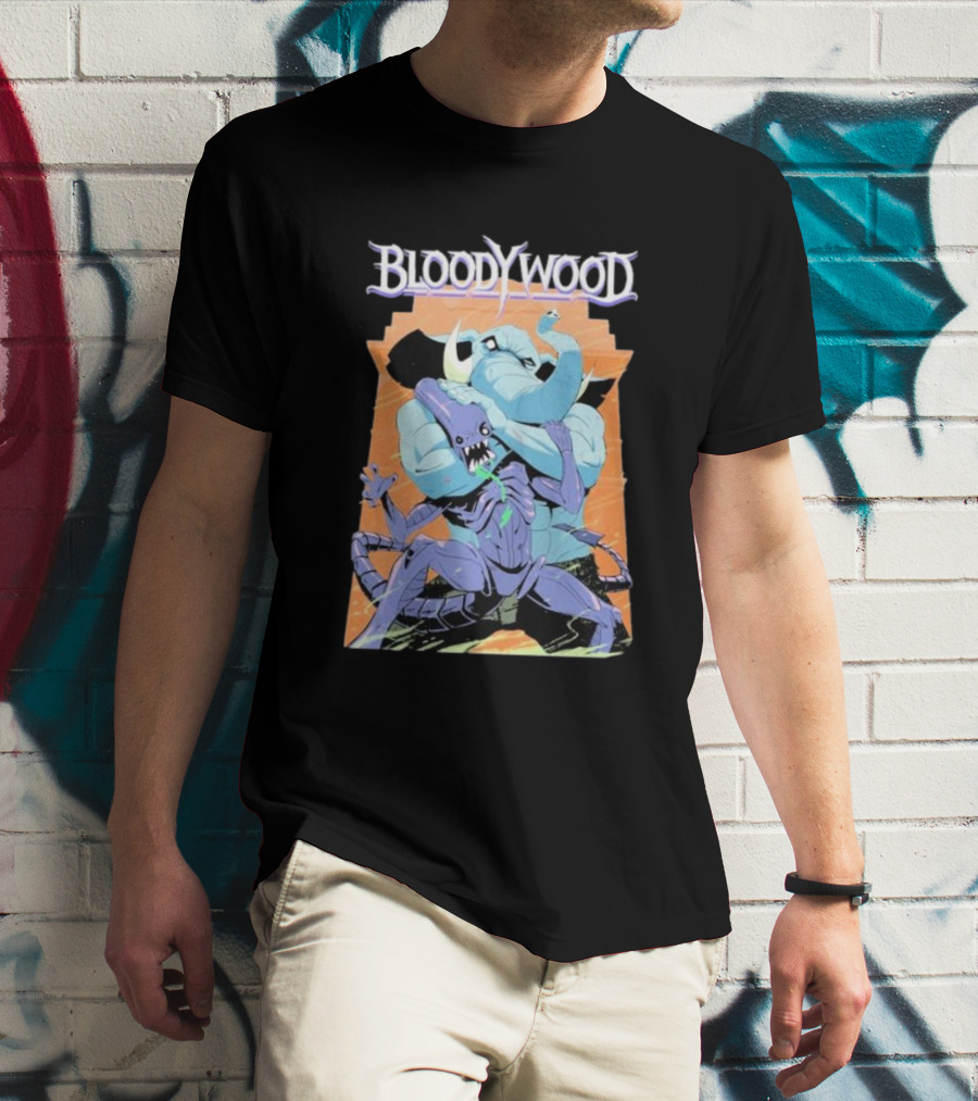 Bloodywood Alien Wrestler Elephant Vs Scorpion Creature Battle T-Shirt