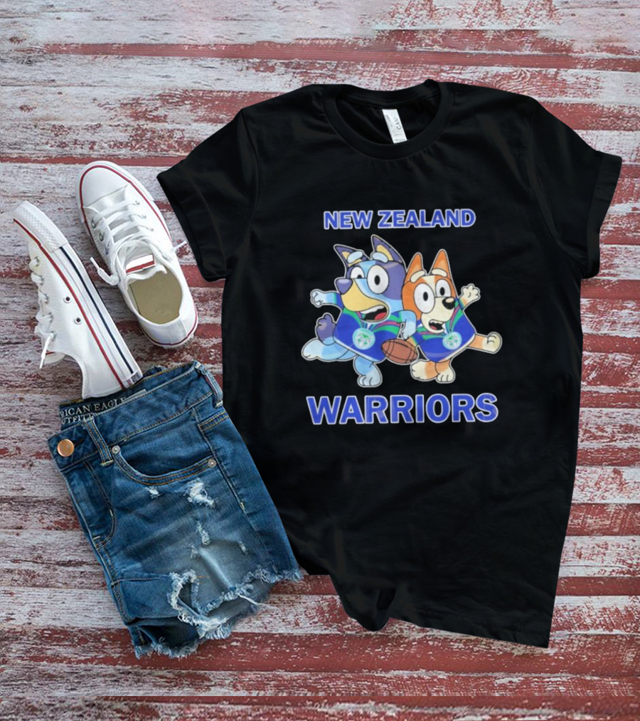 Bluey New Zealand Warriors Rugby Collaboration T-Shirt