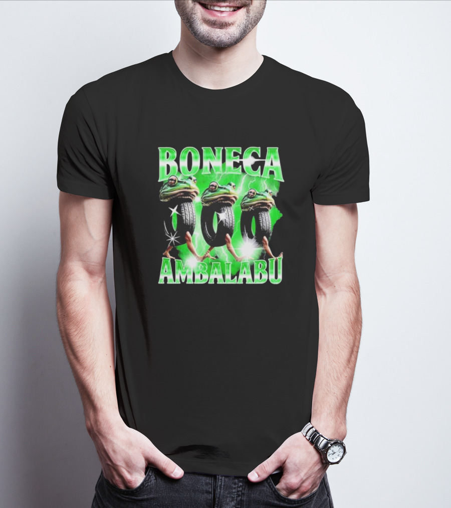 Boneca Ambalabu Frog Head With Tires And Green Lightning T-Shirt