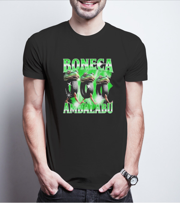 Boneca Ambalabu Frog Head With Tires And Green Lightning T-Shirt