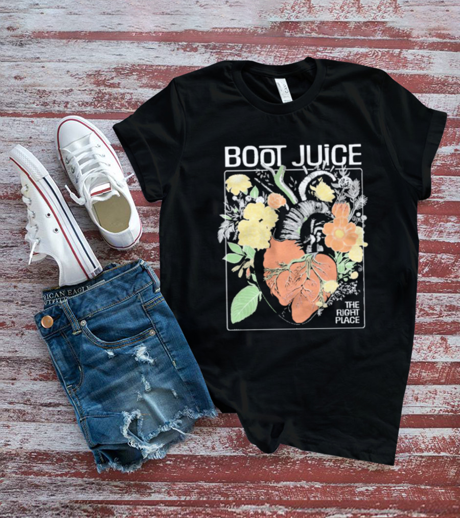 Boot Juice The Right Place Floral Heart Botanical Vintage Style T-Shirt