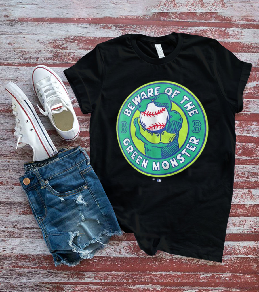 Boston Red Sox Beware Of The Green Monster Baseball Iconic Fenway Park Imagery T-Shirt