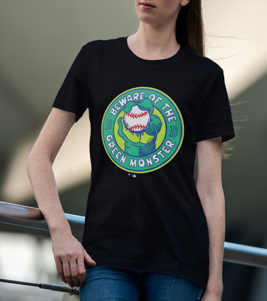 Boston Red Sox Beware Of The Green Monster Baseball Iconic Fenway Park Imagery T-Shirt