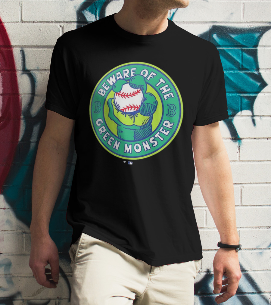 Boston Red Sox Beware Of The Green Monster Baseball Iconic Fenway Park Imagery T-Shirt