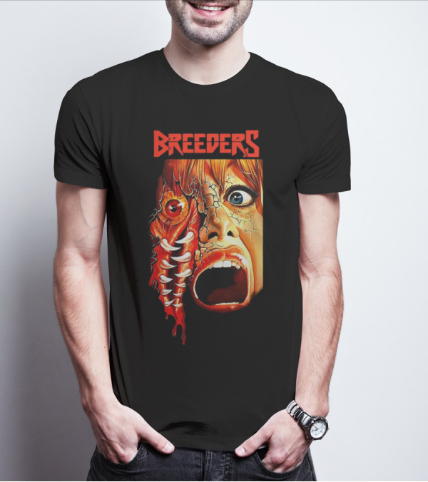 Breeders Horror Movie Artwork With Distorted Face And Eye T-Shirt