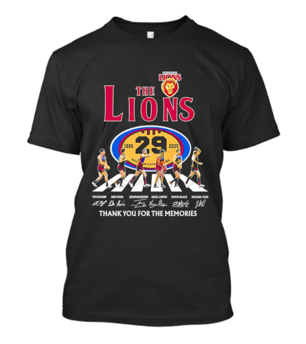 Brisbane Lions The Lions 29 Years 1996-2025 Thank You For The Memories Signatures T-Shirt