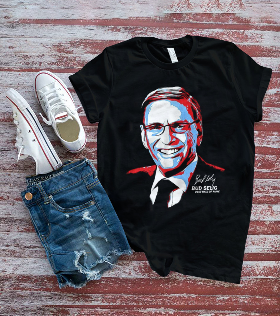 Bud Selig Commissioner Signature Red Blue White T-Shirt