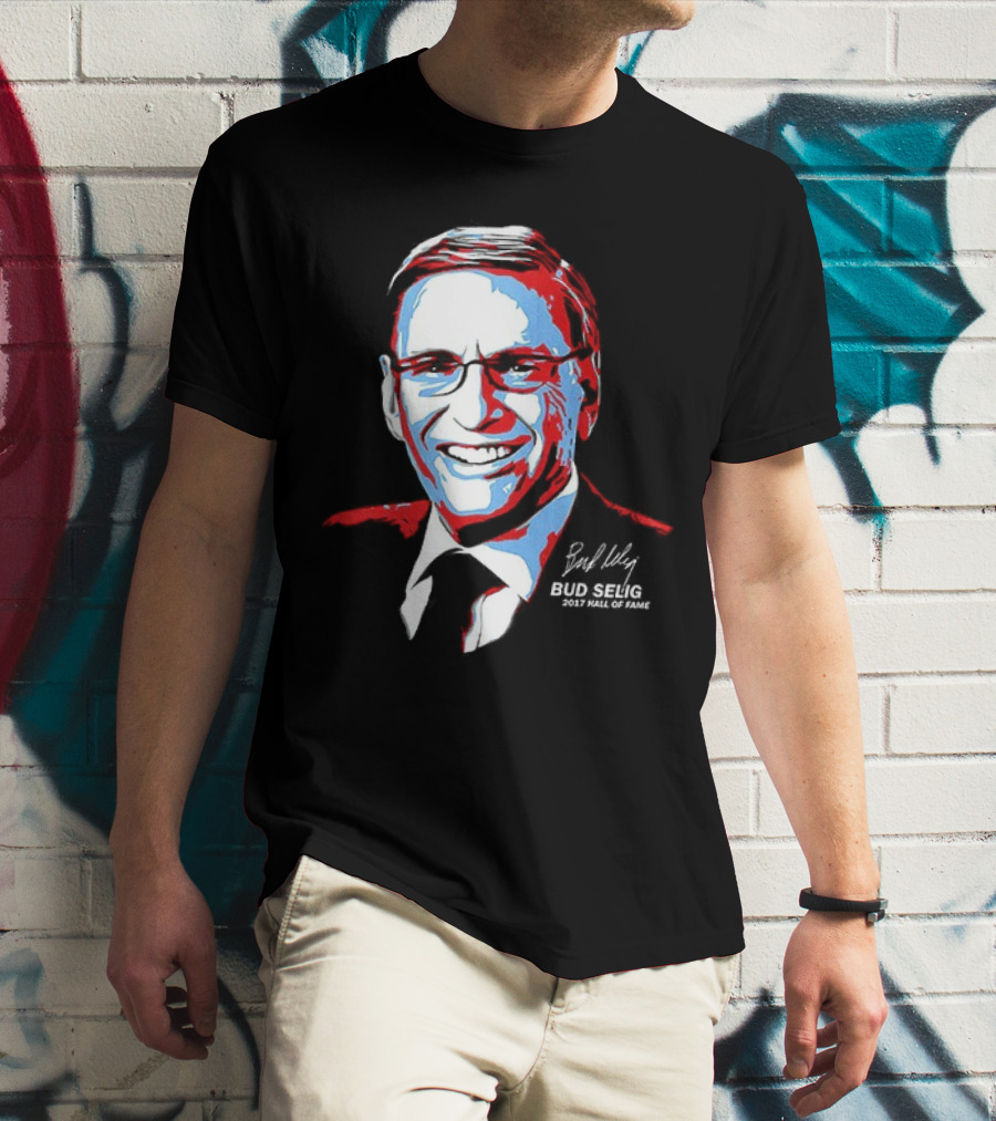 Bud Selig Commissioner Signature Red Blue White T-Shirt