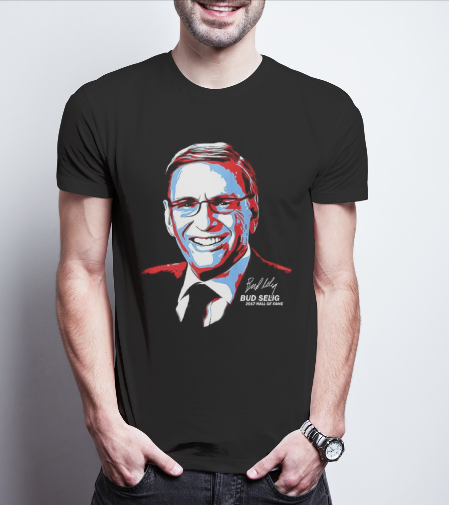 Bud Selig Commissioner Signature Red Blue White T-Shirt