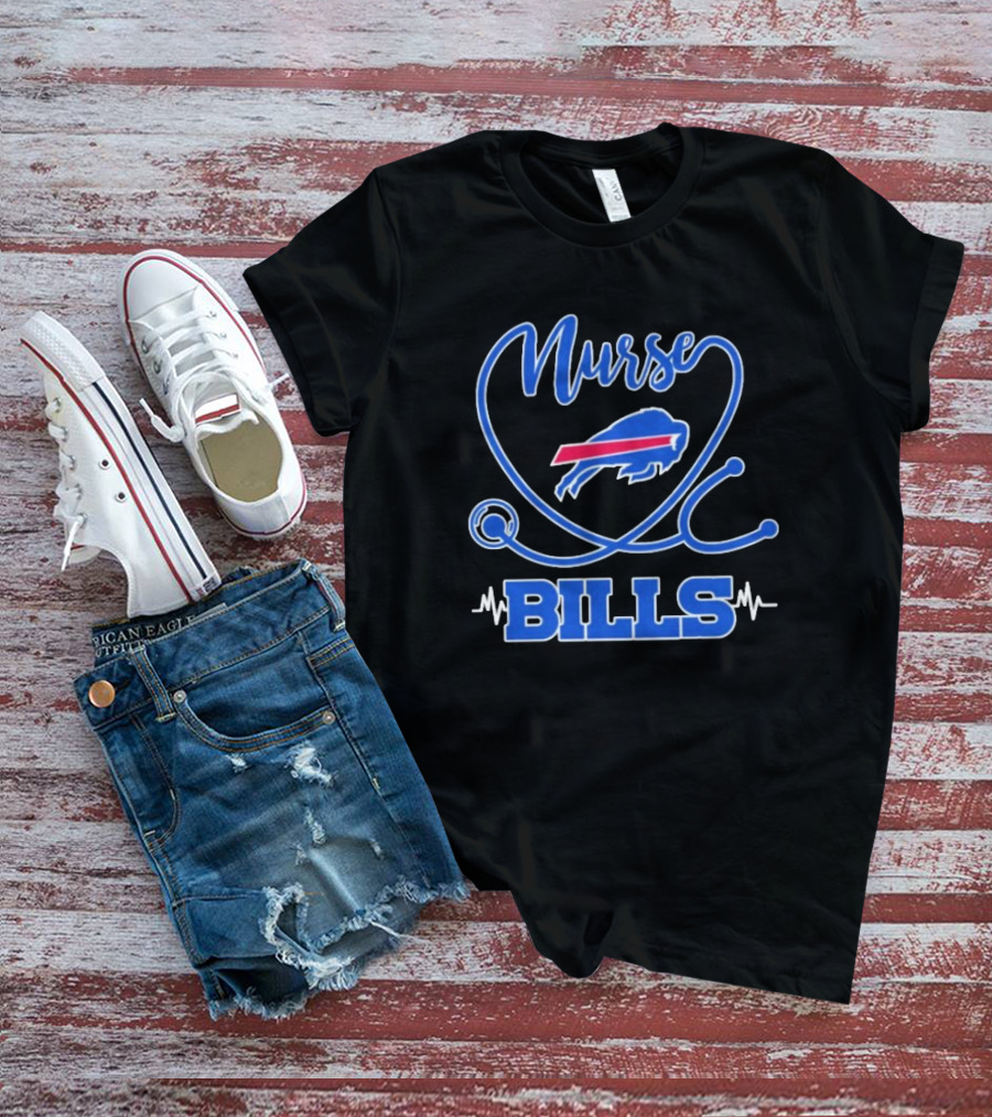 Nurse Buffalo Bills Stethoscope Heartbeat T-Shirt