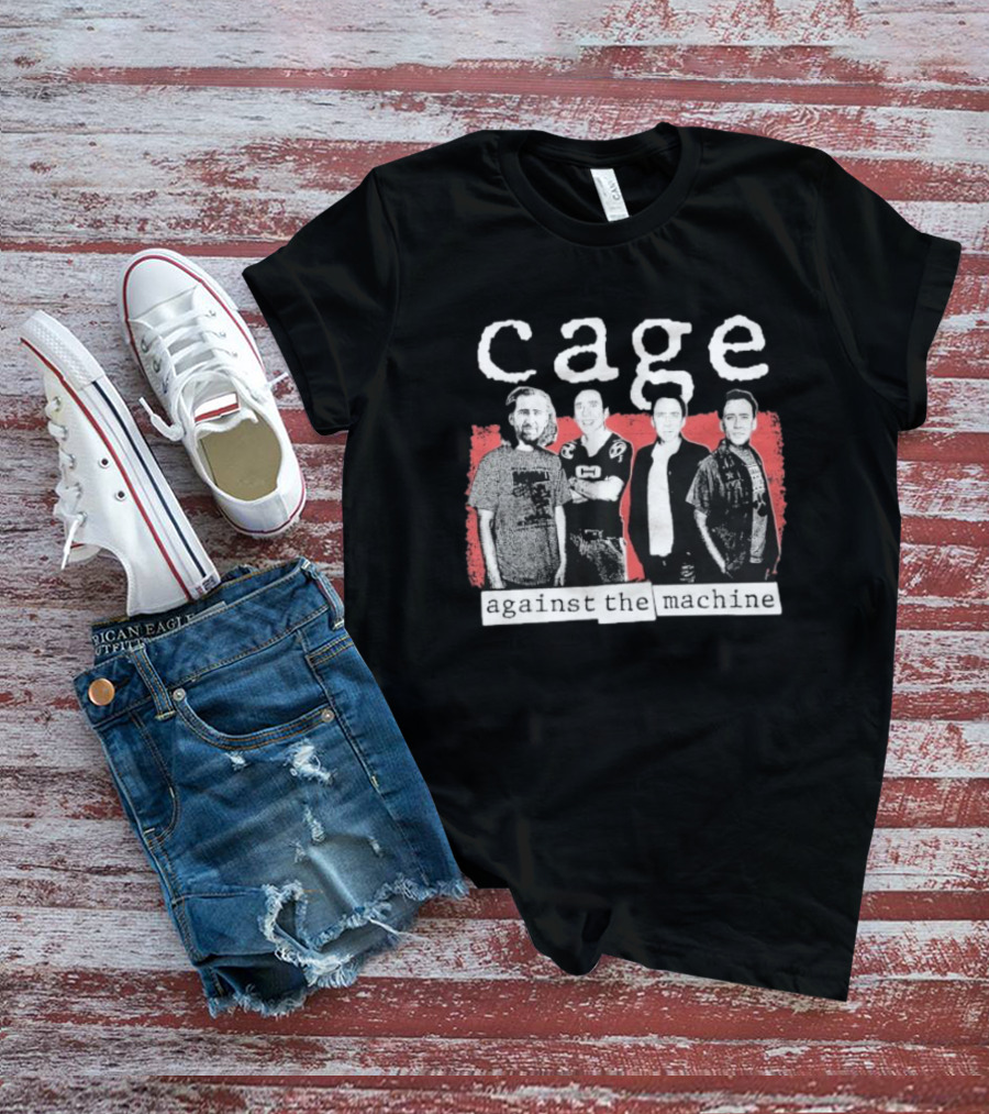 Cage Against The Machine Nicholas Sports Jersey Black White Red T-Shirt